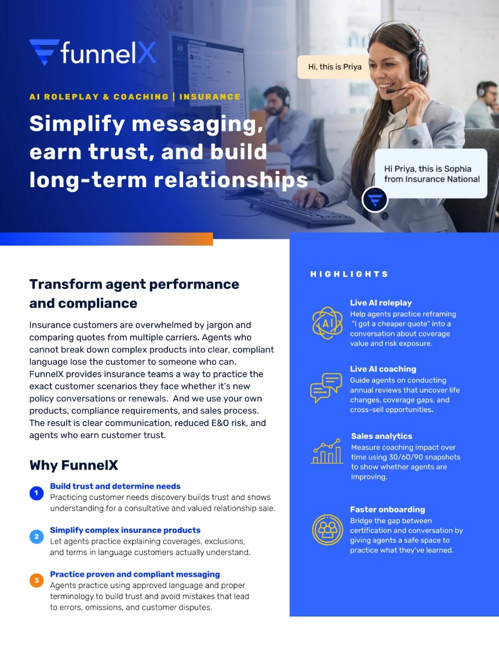 FunnelX insurance datasheet: simplify messaging, earn trust, and build long-term relationships